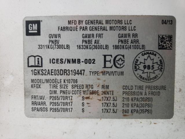 Photo 14 from auction – 2013 GMC YUKON SLE with VIN 1GKS2AE03DR319447