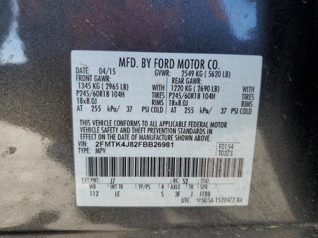 Photo 14 from auction – 2015 FORD EDGE SEL with VIN 2FMTK4J82FBB26981