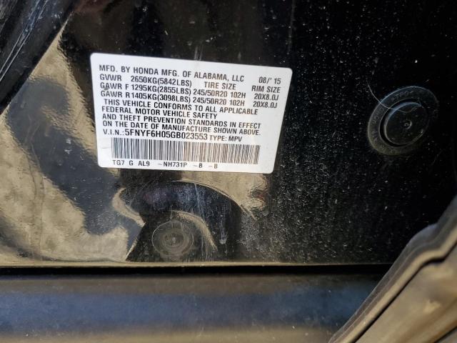 Photo 14 from auction – 2016 HONDA PILOT ELIT with VIN 5FNYF6H05GB023553