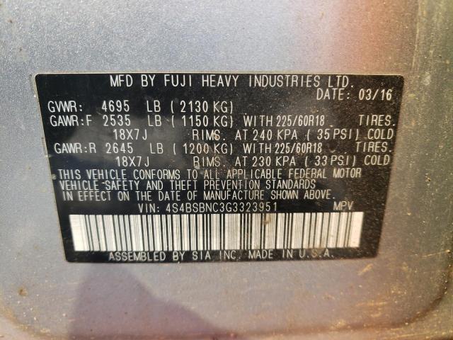 Photo 14 from auction – 2016 SUBARU OUTBACK 2. with VIN 4S4BSBNC3G3323951