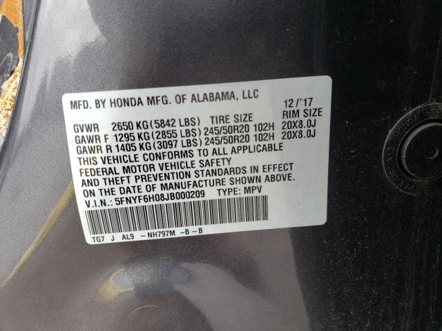 صورة رقم 14 من المزاد - 2018 HONDA PILOT مع VIN 5FNYF6H08JB000209