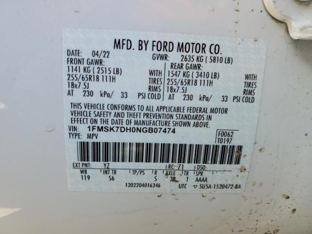 Photo 14 from auction – 2022 FORD EXPLORER X with VIN 1FMSK7DH0NGB07474