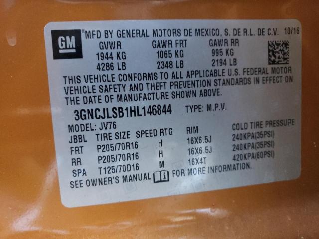 Photo 14 from auction – 2017 CHEVROLET TRAX 1LT with VIN 3GNCJLSB1HL146844