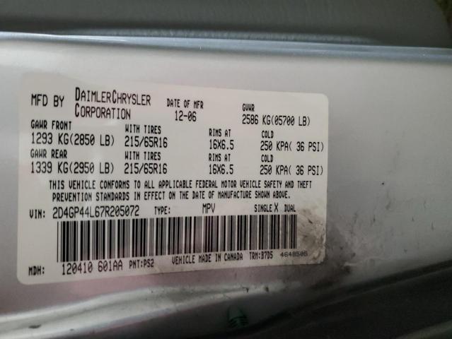 Photo 14 from auction – 2007 DODGE GRAND CARA with VIN 2D4GP44L67R205072