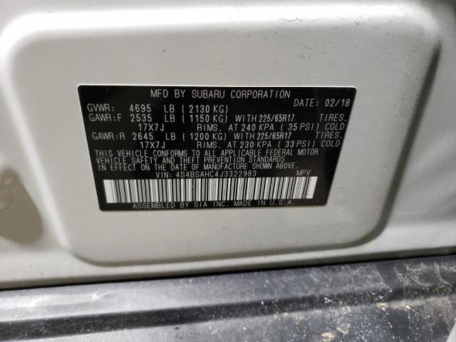 Photo 14 from auction – 2018 SUBARU OUTBACK 2. with VIN 4S4BSAHC4J3322983