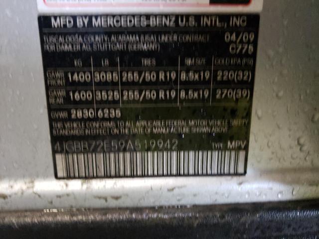 Photo 14 from auction – 2009 MERCEDES-BENZ ML 550 with VIN 4JGBB72E59A519942