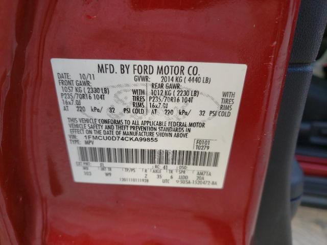 Photo 14 from auction – 2012 FORD ESCAPE XLT with VIN 1FMCU0D74CKA99855