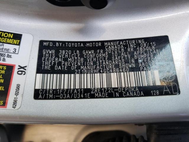 Photo 14 from auction – 2016 TOYOTA COROLLA L with VIN 2T1BURHE4GC486460