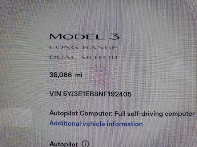 Photo 9 from auction – 2022 TESLA MODEL 3 with VIN 5YJ3E1EB8NF192405