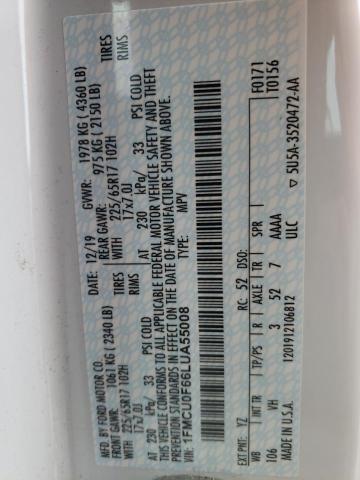 Photo 14 from auction – 2020 FORD ESCAPE S with VIN 1FMCU0F66LUA55008