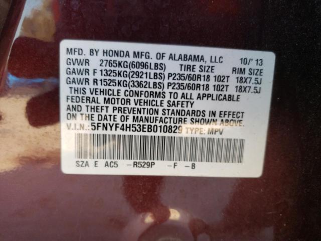 Photo 14 from auction – 2014 HONDA PILOT EXL with VIN 5FNYF4H53EB010829