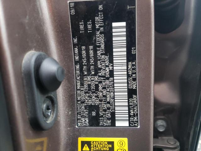 Photo 14 from auction – 2019 TOYOTA HIGHLANDER with VIN 5TDJZRFH8KS917618
