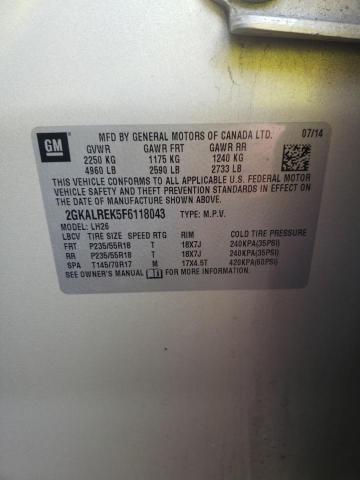 Photo 14 from auction – 2015 GMC TERRAIN SL with VIN 2GKALREK5F6118043