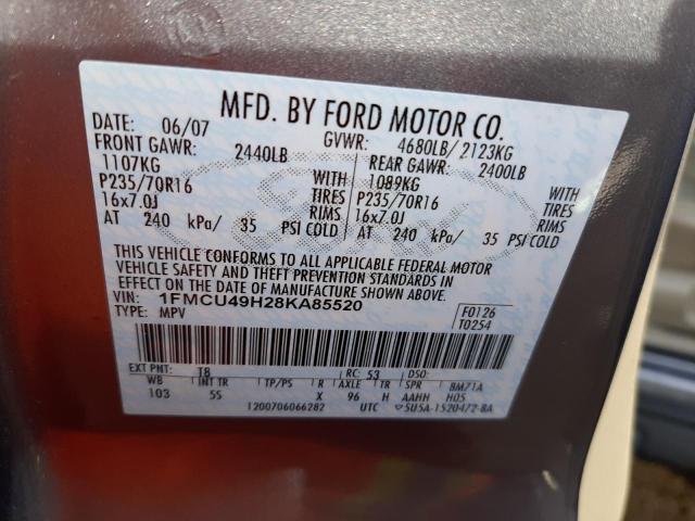 Photo 14 from auction – 2008 FORD ESCAPE HEV with VIN 1FMCU49H28KA85520