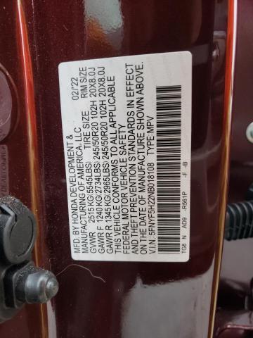 Photo 14 from auction – 2022 HONDA PILOT SE with VIN 5FNYF5H22NB018108