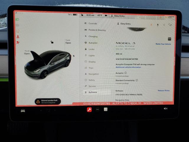 Photo 9 from auction – 2022 TESLA MODEL 3 with VIN 5YJ3E1EB3NF201785