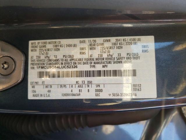 Photo 14 from auction – 2020 FORD ESCAPE SE with VIN 1FMCU9G64LUC52326