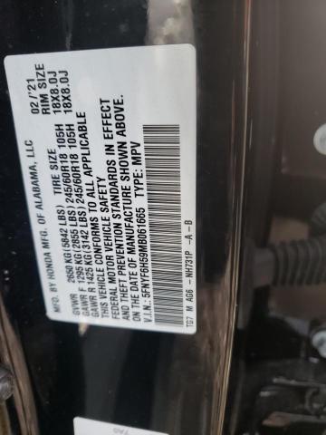 Photo 14 from auction – 2021 HONDA PILOT EXL with VIN 5FNYF6H59MB061665
