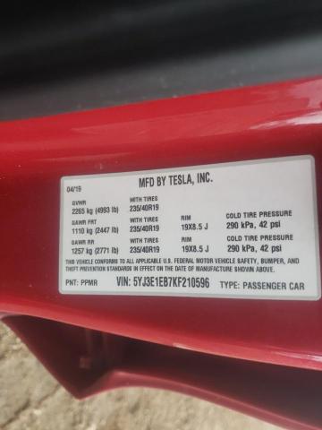 Photo 14 from auction – 2019 TESLA MODEL 3 with VIN 5YJ3E1EB7KF210596