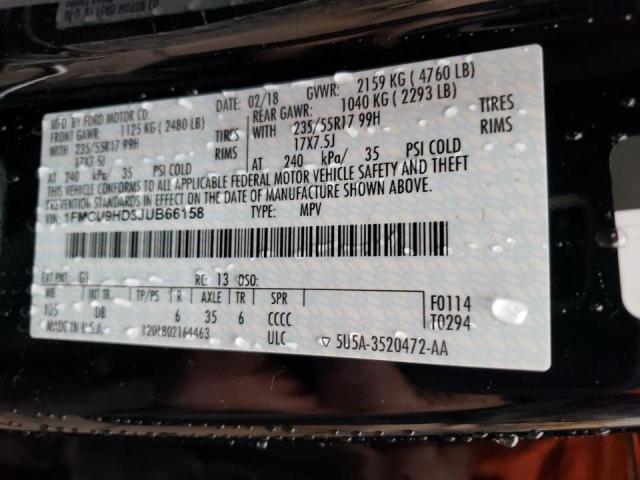 Photo 14 from auction – 2018 FORD ESCAPE SEL with VIN 1FMCU9HD3JUB66158