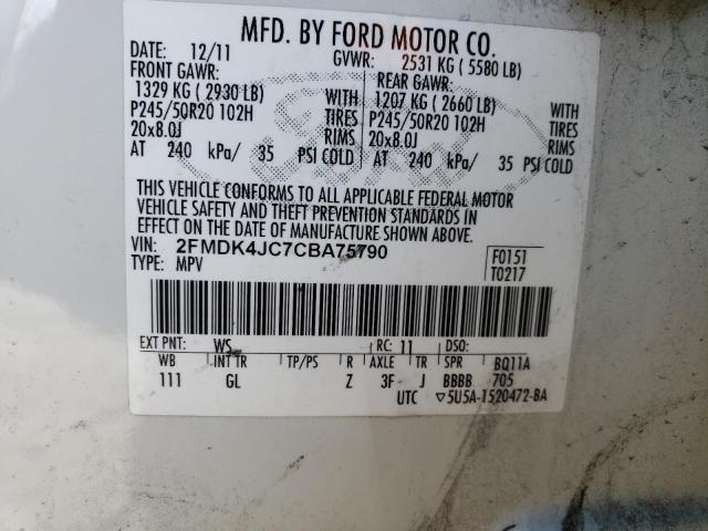 Photo 14 from auction – 2012 FORD EDGE SEL with VIN 2FMDK4JC7CBA75790