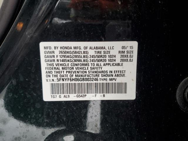 Photo 14 from auction – 2016 HONDA PILOT ELIT with VIN 5FNYF6H06GB003246