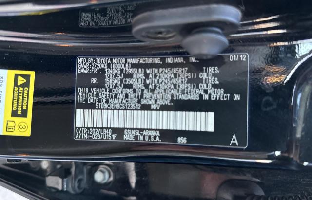 Photo 10 from auction – 2012 TOYOTA HIGHLANDER with VIN 5TDBK3EH9CS123512