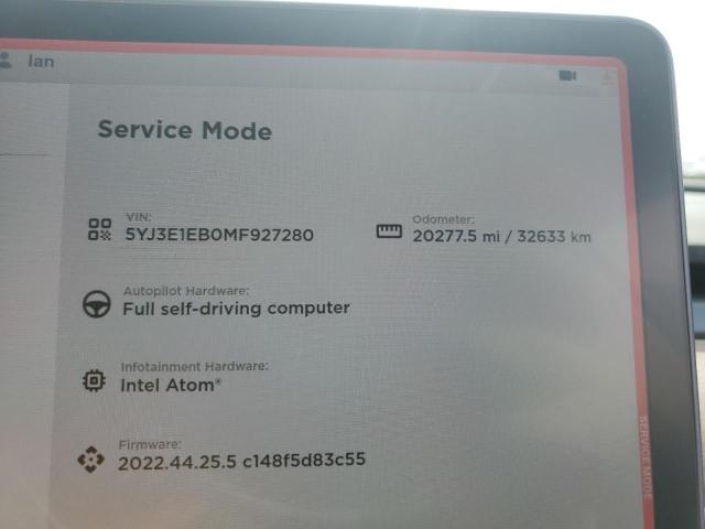 Photo 9 from auction – 2021 TESLA MODEL 3 with VIN 5YJ3E1EB0MF927280