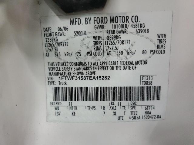 Photo 10 from auction – 2007 FORD F350 SRW S with VIN 1FTWF31587EA15282