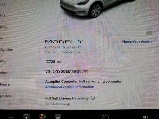 Foto 9 de la subasta – 2021 TESLA MODEL Y con VIN 5YJYGDEE1MF255113