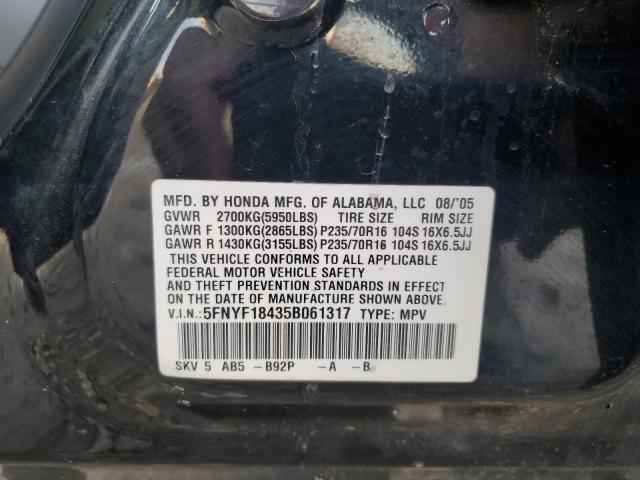 Photo 14 from auction – 2005 HONDA PILOT EX with VIN 5FNYF18435B061317