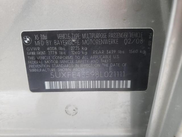 Photo 14 from auction – 2008 BMW X5 3.0I with VIN 5UXFE43598L021111