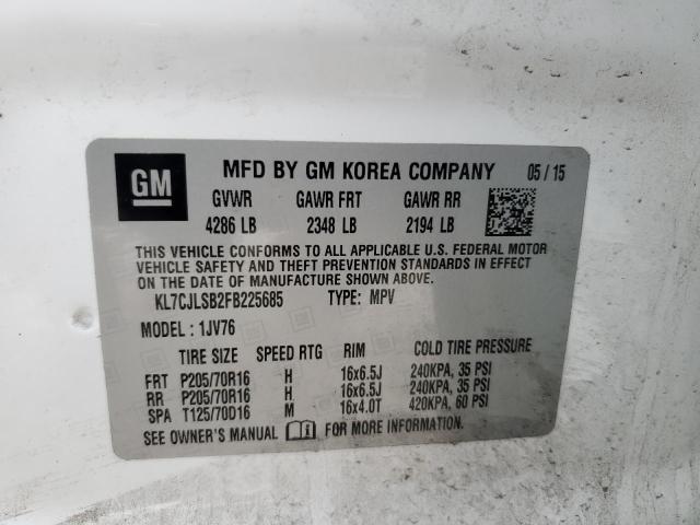Photo 14 from auction – 2015 CHEVROLET TRAX 1LT with VIN KL7CJLSB2FB225685