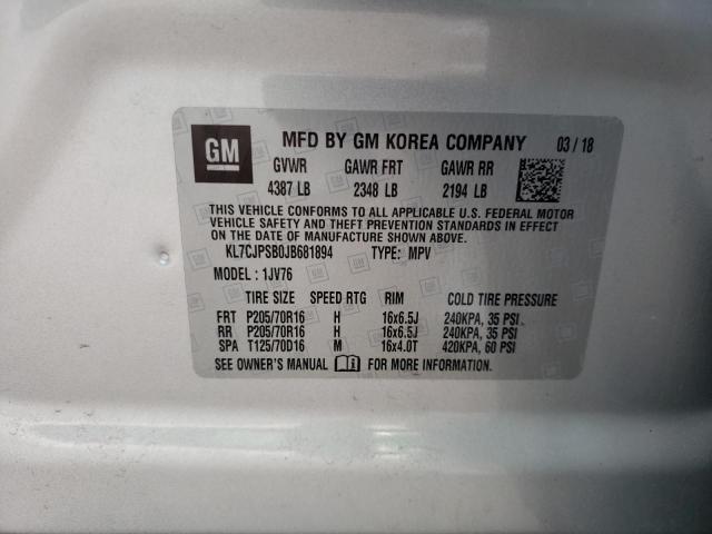Photo 14 from auction – 2018 CHEVROLET TRAX 1LT with VIN KL7CJPSB0JB681894