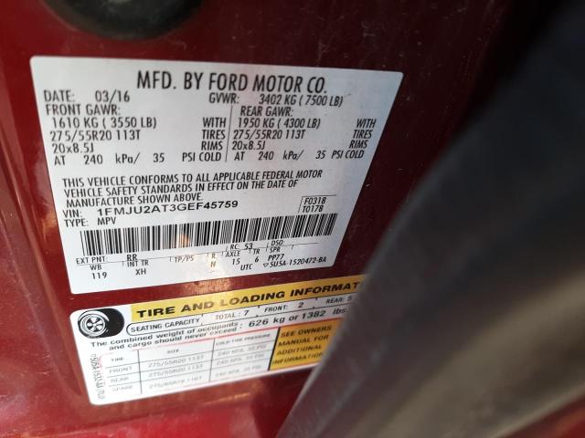 Photo 14 from auction – 2016 FORD EXPEDITION with VIN 1FMJU2AT3GEF45759