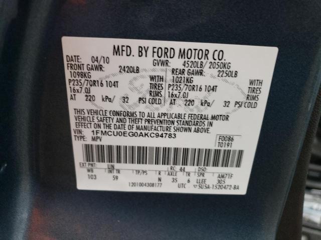 Photo 14 from auction – 2010 FORD ESCAPE LIM with VIN 1FMCU0EG0AKC94783