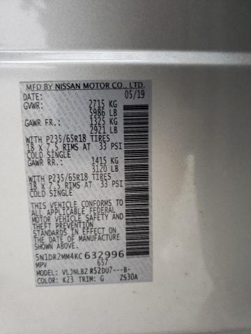 Photo 14 from auction – 2019 NISSAN PATHFINDER with VIN 5N1DR2MM4KC632996