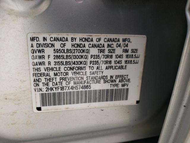 Photo 14 from auction – 2004 HONDA PILOT EXL with VIN 2HKYF187X4H574865