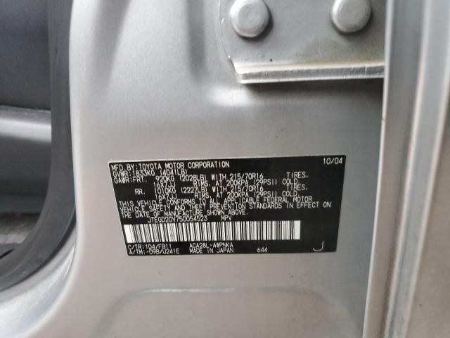 Photo 10 from auction – 2005 TOYOTA RAV4 with VIN JTEGD20V750054523