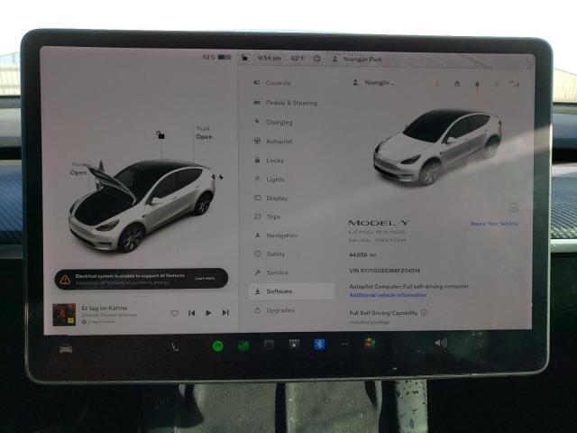Photo 9 from auction – 2021 TESLA MODEL Y with VIN 5YJYGDEE9MF204314