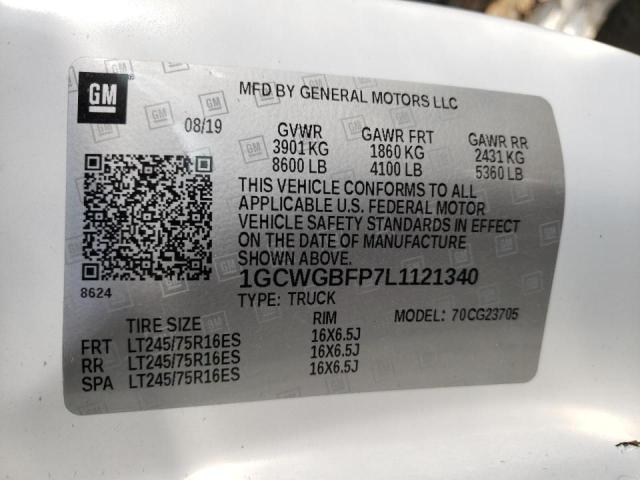 Photo 14 from auction – 2020 CHEVROLET EXPRESS G2 with VIN 1GCWGBFP7L1121340