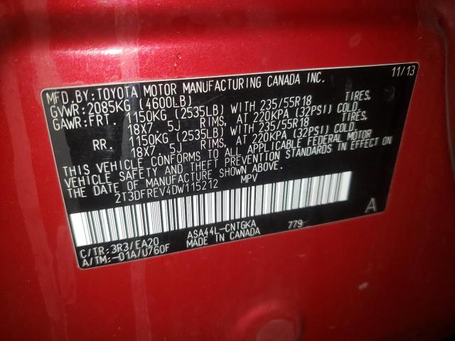 Photo 14 from auction – 2013 TOYOTA RAV4 LIMIT with VIN 2T3DFREV4DW115212