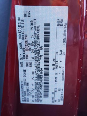 Photo 14 from auction – 2017 FORD ESCAPE SE with VIN 1FMCU0GD2HUE91990