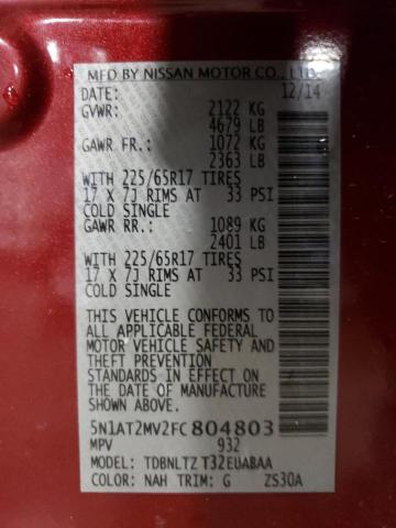 Photo 14 from auction – 2015 NISSAN ROGUE S with VIN 5N1AT2MV2FC804803