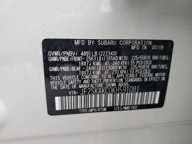 Photo 14 from auction – 2019 SUBARU FORESTER S with VIN JF2SKAKC0KH591081