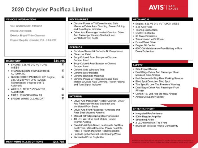 Photo 13 from auction – 2020 CHRYSLER PACIFICA L with VIN 2C4RC1GG2LR199232