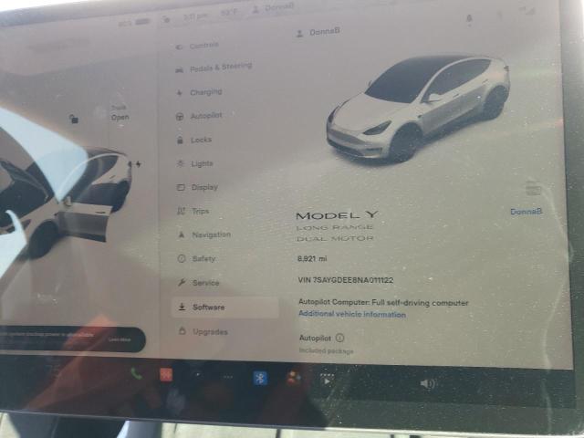 Photo 9 from auction – 2022 TESLA MODEL Y with VIN 7SAYGDEE8NA011122
