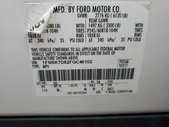 Photo 14 from auction – 2015 FORD EXPLORER X with VIN 1FM5K7D82FGC46102