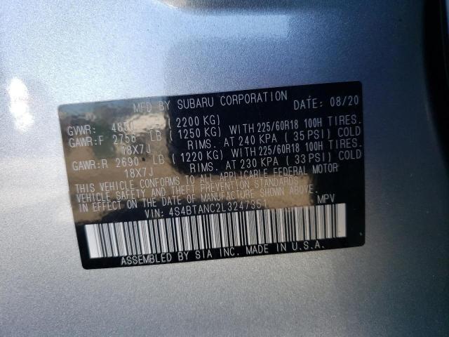 Photo 14 from auction – 2020 SUBARU OUTBACK LI with VIN 4S4BTANC2L3247351