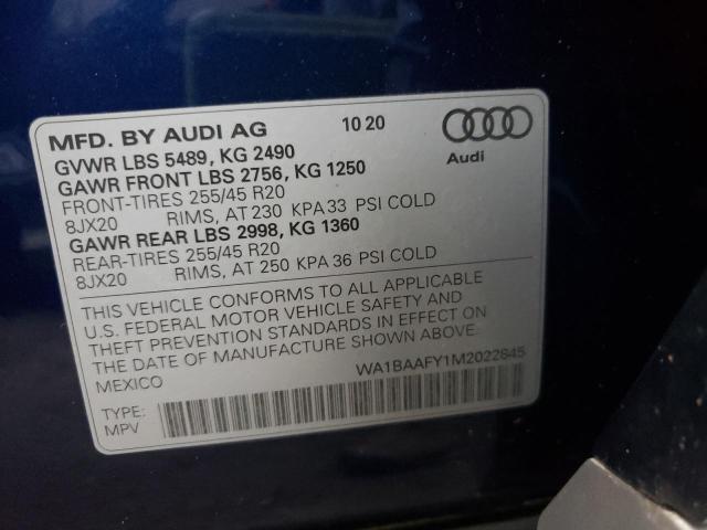 Photo 14 from auction – 2021 AUDI Q5 PREMIUM with VIN WA1BAAFY1M2022845